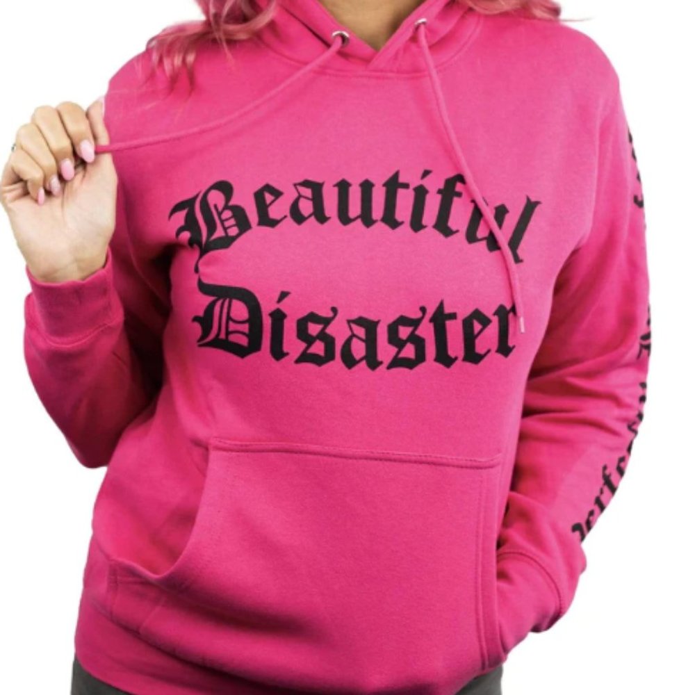 Beautiful Disaster Hot Pink Hoodie - Worn once!